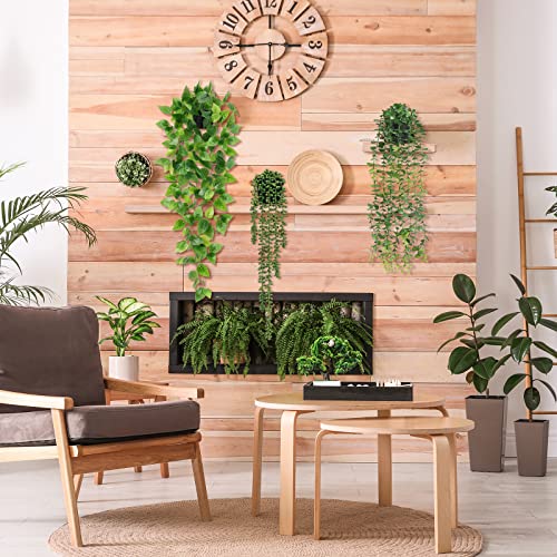 JPSOR Fake Hanging Plants, 4 Pack Artificial Potted Greenery Faux Eucalyptus Vine, Boston Fern, String of Pearls, Pothos Ivy in Pot for Home Room Wall Shelf Patio Garden Indoor Outdoor Decor