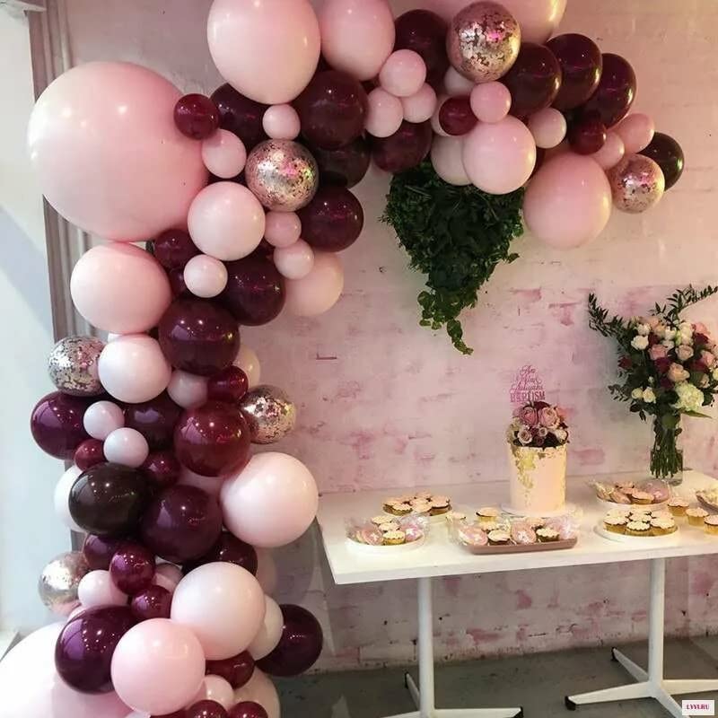 140Pcs DIY Burgundy Garland Balloons Kits with 18/12/10/5Inch Metallic Chrome Balloons for Birthday Party Celebration Graduation Wedding Baby Shower Ceremony Anniversary Balloon Chain. (Burgundy)