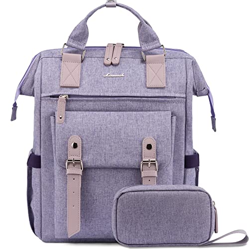 LOVEVOOK Laptop Backpack Purse for Women Work Travel Backpack Teacher Business Commuter Computer Bag Doctor Nurse Bags College Backpack Laptop Bag, Stylish Daypack, 15.6 Inch, Purple