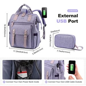 LOVEVOOK Laptop Backpack Purse for Women Work Travel Backpack Teacher Business Commuter Computer Bag Doctor Nurse Bags College Backpack Laptop Bag, Stylish Daypack, 15.6 Inch, Purple