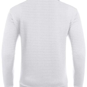 COOFANDY Men's Thermal Collar Sweatshirt Long Sleeve Zip Up Gym Athletic Golf Pullover 1/4 zip sweatshirt White X-Large