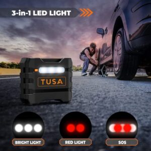 TUSA Tire Inflator Portable Air Compressor for Car - Air Pump Works continuously for up to 30 Minutes (up to 150 PSI with Emergency LED Light)