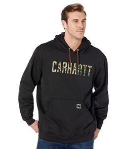 carhartt men's loose fit midweight camo logo graphic sweatshirt, black, large