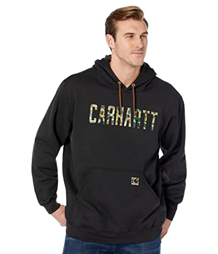 Carhartt Men's Loose Fit Midweight Camo Logo Graphic Sweatshirt, Black, Large