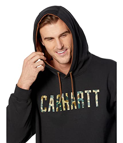 Carhartt Men's Loose Fit Midweight Camo Logo Graphic Sweatshirt, Black, Large