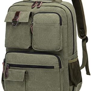 School Backpack Men Women Vintage Canvas Laptop Backpacks 15.6 Inch Rucksack College Bookbags Laptop Bag(Green)