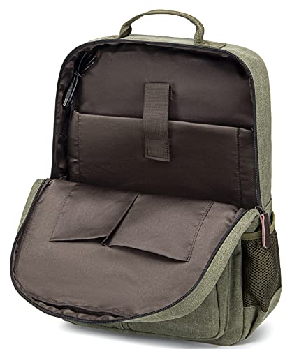 School Backpack Men Women Vintage Canvas Laptop Backpacks 15.6 Inch Rucksack College Bookbags Laptop Bag(Green)