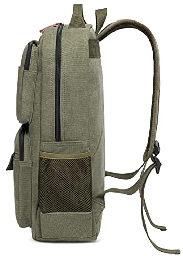 School Backpack Men Women Vintage Canvas Laptop Backpacks 15.6 Inch Rucksack College Bookbags Laptop Bag(Green)