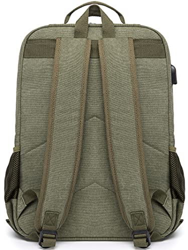 School Backpack Men Women Vintage Canvas Laptop Backpacks 15.6 Inch Rucksack College Bookbags Laptop Bag(Green)