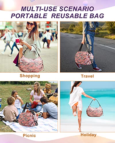 WEIBYEDAN Reusable Grocery Bags,Foldable Portable Shopping Bags,Large Capacity Picnic camping bag Tote Bag