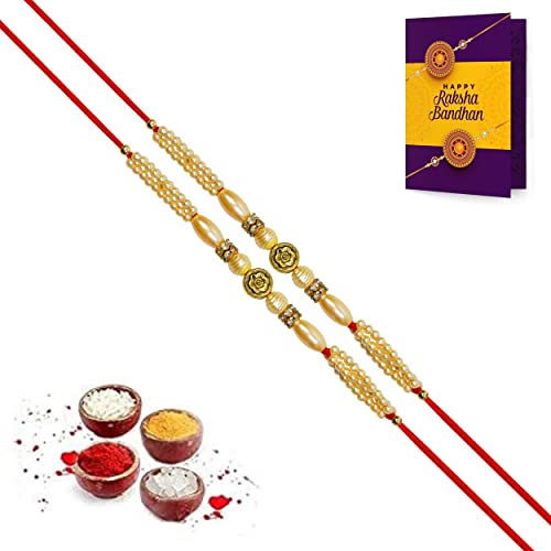 HANDICRAFT Rakhi for Brother Rakhi Set of 2 Rakhi Designer Raksha Bandhan Indian Bracelet Beads Rakhi Thread Bhaiya Bhabhi Rakhi Bracelet Rakhi Gift Traditional Rakhi JY57