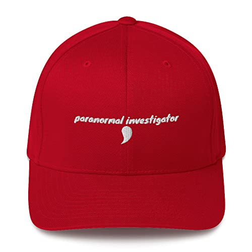 Paranormal Investigator Hat | Ghost Hunting Gear - - Dad Flexfit Cap - Hilarious Design Red