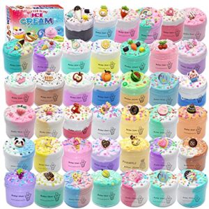 42 pack butter diy cake slime kit for girls, slime party favors gifts stress relief toy scented sludge for kids