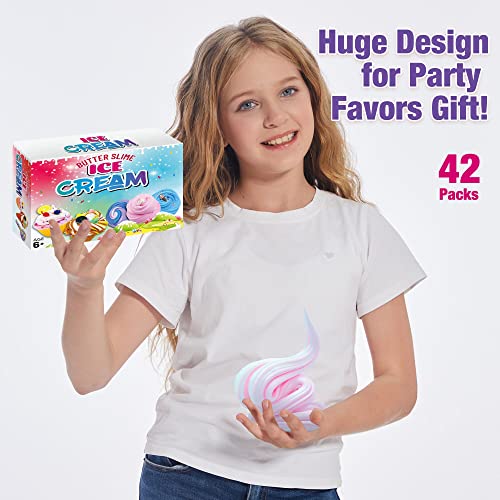 42 Pack Butter DIY Cake Slime Kit for Girls, Slime Party Favors Gifts Stress Relief Toy Scented Sludge for Kids