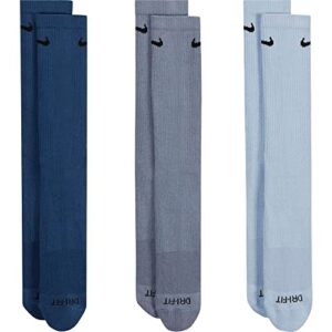 nike men`s everyday plus cushioned training crew socks 3 pack (blue(sx6888-920)/g, large)