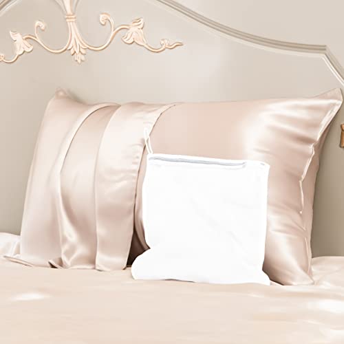 PROMEED 23 Momme Silk Toddler Pillowcase 13x18, Both Sides Highest Grade 6A+ Mulberry Silk Pillow Case Travel Size with Free Laundry Bag (Toddler/Travel-13 x18, Champagne)