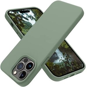 otofly designed for iphone 14 pro max case, silicone shockproof slim thin phone case for iphone 14 pro max 6.7 inch (calke green)