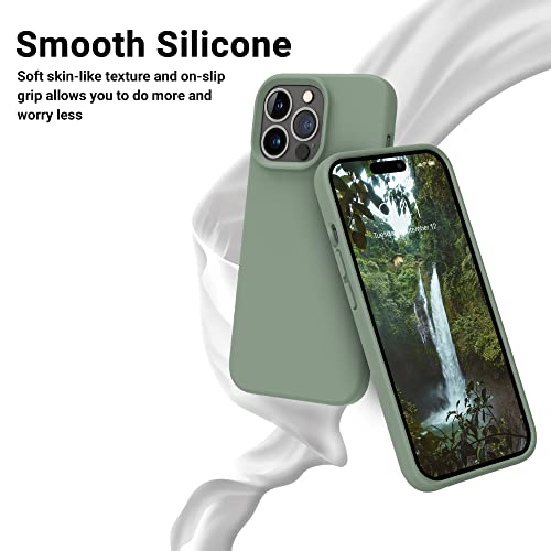 OTOFLY Designed for iPhone 14 Pro Case, Silicone Shockproof Slim Thin Phone Case for iPhone 14 Pro 6.1 inch (Calke Green)