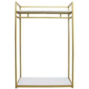 2 tier gold clothes storage stand rack clothes display rack heavy duty metal closet organizer large capacity garment rack with hanging rods for wedding bedroom store clothing organizer(180 cm)