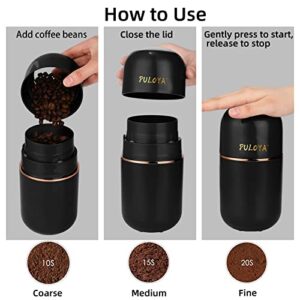 PULOYA Coffee Grinder Electric for Beans, Spices, Herbs, Grains and Nuts, Stainless Steel Blades, 2.8 oz, Black