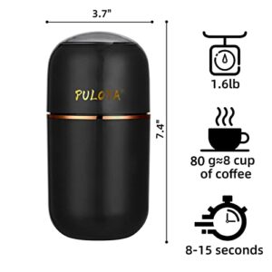 PULOYA Coffee Grinder Electric for Beans, Spices, Herbs, Grains and Nuts, Stainless Steel Blades, 2.8 oz, Black