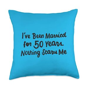 happy 50th wedding golden anniversary gifts store couples married 50 years-funny 50th wedding anniversary throw pillow, 18x18, multicolor