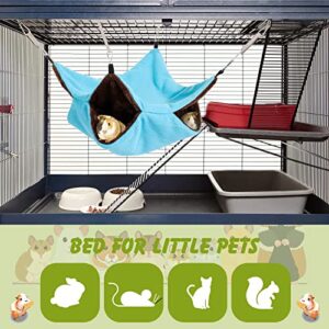 2 Pcs Pet Cage Hammock Soft Plush Bunkbed Hanging Hammock Warm Double Layer Ferret Hammock Small Pet Hammock Accessories for Rat Guinea Pig Sugar Glider Squirrel Chinchilla Play Sleep (Green, Blue)