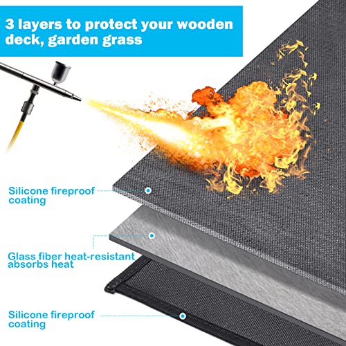 Cvtayn Under Grill Mat 48 ×30 Inch for Outdoor Charcoal, Flat Top, Smokers, Gas Grills.Oil-Proof and Water-Proof BBQ Fireproof Mat Protects Deck Grass, Indoor Fireplace Mat