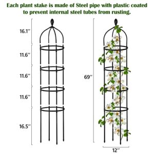 Garden Obelisk Trellis for Climbing Plants Outdoor 6 Ft Rose Bush Round Trellis for Pots Rustproof Metal Plant Flower Trellises for Clematis Vine Jasmine Support Outdoor Indoor