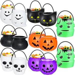 14 pieces halloween candy bucket,mini halloween candy holder,pumpkin ghost cauldron candy bucket for trick or treat,halloween party supplies