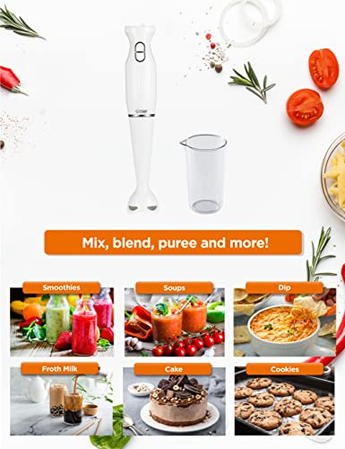 COMMERCIAL CHEF Immersion Blender, Hand Blender with Stainless Steel Blades, Immersion Blender with Quiet Motor, Electric Mini Blender for Delicious Food