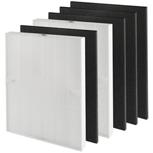 true hepa replacement filter for winix c535, 115115 hepa replacement filter a compatible with winix 5300, 5300-2, 6300, 6300-2, p300 plasmawave air purifier filter, compare to part #115115 size 21, 2 pack hepa filters + 4 pack carbon prefilters