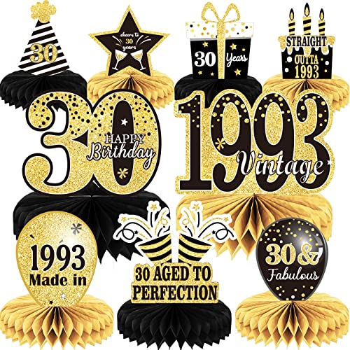 9PCS 30th Birthday decorations 30th birthday Centerpieces for Tables Decorations Vintage 1993 Honeycomb Table Topper Back in 1993 30th Birthday Decorations for Men and Woman 30 Years Birthday Party