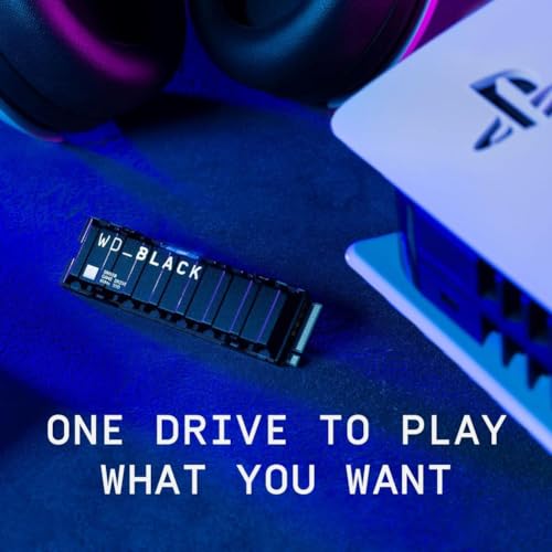 WD_BLACK 1TB SN850 NVMe SSD for PS5 Consoles Solid State Drive with Heatsink - Gen4 PCIe, M.2 2280, Up to 7,000 MB/s - WDBBKW0010BBK-WRSN