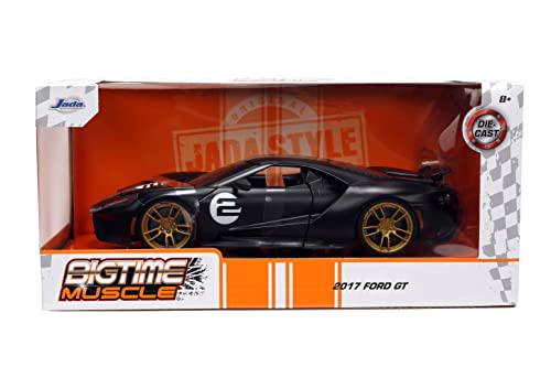 Jada Toys Big Time Muscle 1:24 2017 Ford GT Die-cast Car Black/White Stripes, Toys for Kids and Adults