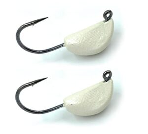 sheepshead jig, 2 pack, standup style jig, saltwater fishing jig, ultra tough powder coat finish with 2x hook, 1/2-2oz sizes, multiple colors, made in the usa (1oz, pearl white)