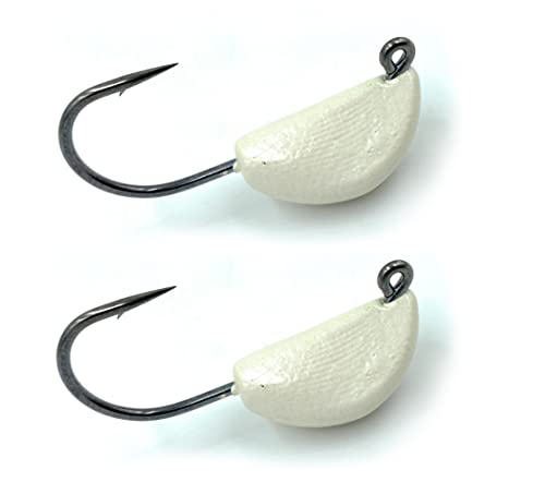 Sheepshead Jig, 2 Pack, Standup Style Jig, Saltwater Fishing Jig, Ultra Tough Powder Coat Finish with 2X Hook, 1/2-2oz Sizes, Multiple Colors, Made in The USA (1oz, Pearl White)