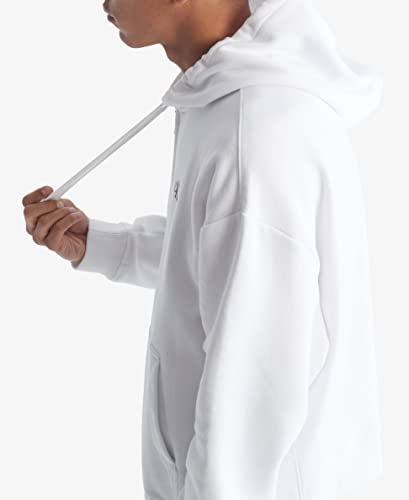 Calvin Klein Men's Relaxed Fit Archive Logo Fleece Full Zip Hoodie, Brilliant White, Large