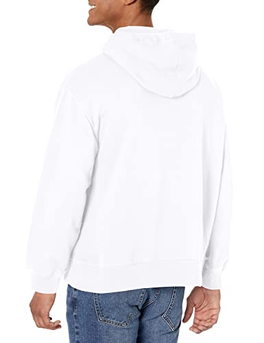 Calvin Klein Men's Relaxed Fit Archive Logo Fleece Full Zip Hoodie, Brilliant White, Large