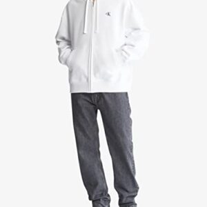 Calvin Klein Men's Relaxed Fit Archive Logo Fleece Full Zip Hoodie, Brilliant White, Large