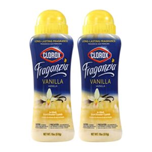 clorox fraganzia in-wash scent booster crystals in vanilla scent, 18oz twin pack | in-wash scent booster for fresh laundry in vanilla scent, 36 ounces total