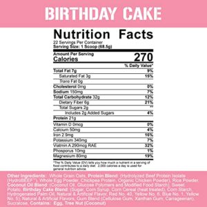 5% Nutrition Rich Piana Real Carbs + Protein | Clean Mass Gainer Protein Powder | Real Food Carbohydrate Fuel for Pre Workout/Post-Workout Recovery Meal | 3.3 lb, 22 Srvgs (Birthday Cake + Protein)