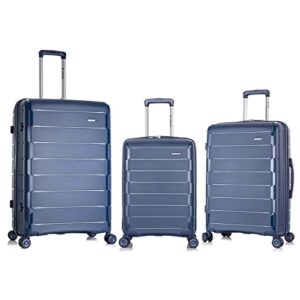 rockland vienna hardside luggage with spinner wheels, navy, 3-piece set (20/24/28)