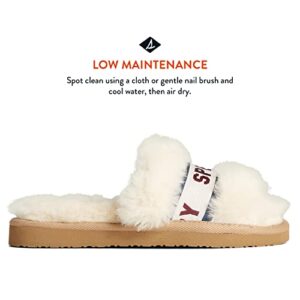 Sperry Women's Romy Sheepskin Slide - Fully Padded Heel-to-Toe With Genuine Shearling - Breathable Fur Slippers for Women,9,Natural Shearling