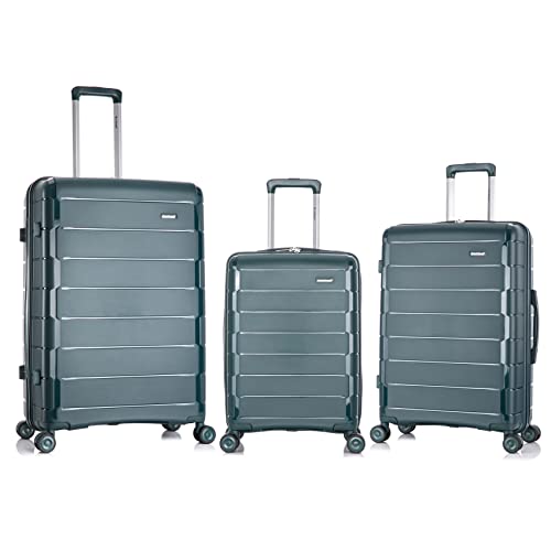 Rockland Vienna Hardside Luggage with Spinner Wheels, Green, 3-Piece Set (20/24/28)