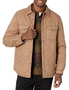 calvin klein men's diamond quilted shirt jacket, tan, xx-large