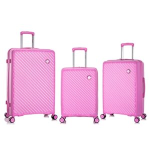 rockland prague hardside luggage with spinner wheels, pink, 3-piece set (20/24/28)