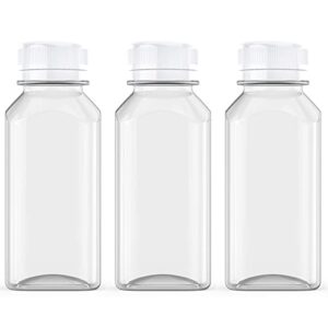 axe sickle 3 pcs 8 ounce juice bottles plastic milk bottles bulk beverage containers with tamper evident caps lids white for milk, juice, drinks and other beverage containers