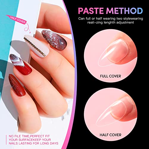 Short Almond Nails - krofaue 240Pcs Almond Clear Nail Tips, 12 Sizes Artificial Acrylic False Nails, Full Cover Press on Nails for Home DIY & Nail Tips Art