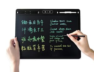 large lcd writing board 16 inches with 2 delete keys and split screen for local erasing, electronic drawing and doodle tablet for adult and kid with 2 pens, nice holiday or birthday present (black)